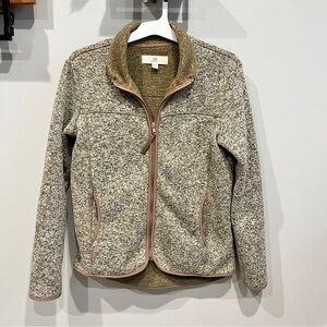 Thread & Supply Jacket Womens S Brown Tan Heather Full Zip Fleece High Low